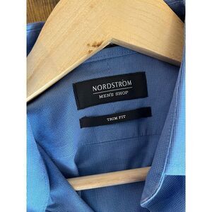 Nordstrom Men's Shop Trim Fit Blue Dress Shirt Business Casual‎ Button-Down